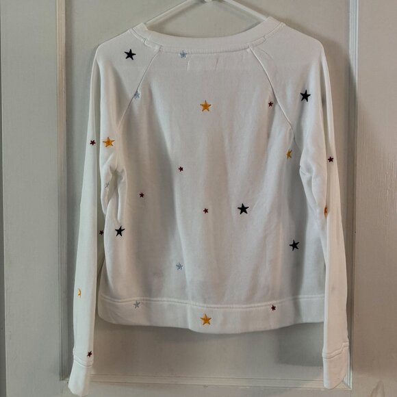 Lou & Grey for Loft Cropped White Crewneck Sweatshirt with Stars - Picture 2 of 2